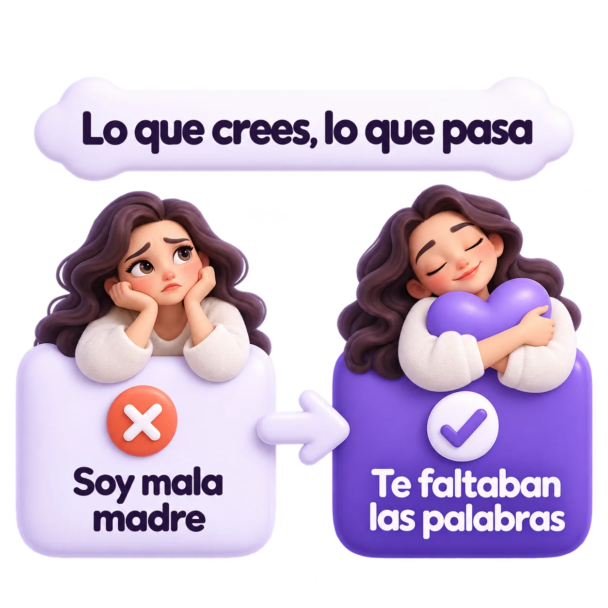 Lo que crees, lo que pasa: crees que eres mala madre, y lo que pasa es que te faltaban las palabras